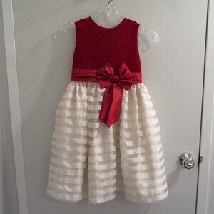 Jayne Copeland Girls Red Velvet & Ivory Crinoline Holiday Christmas Dress Size 7